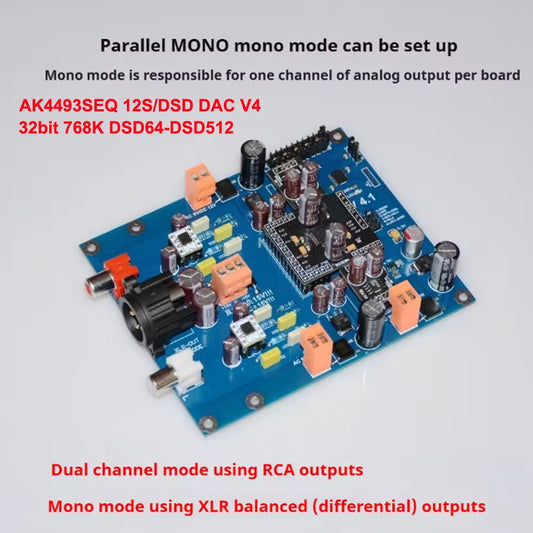 AK4493SEQ 12S/DSD DAC V4 32bit 768K DSD64-DSD512 Support Parallel Mode Capable