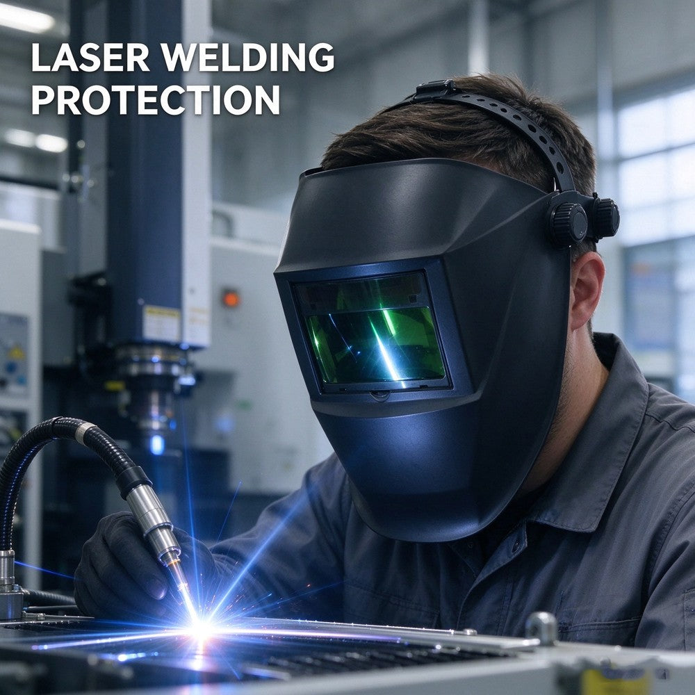 950-1100nm OD8+ Auto Darkening Industrial Fiber Laser Welding Helmet, Handheld Laser Welding Face Mask EN207 CE
