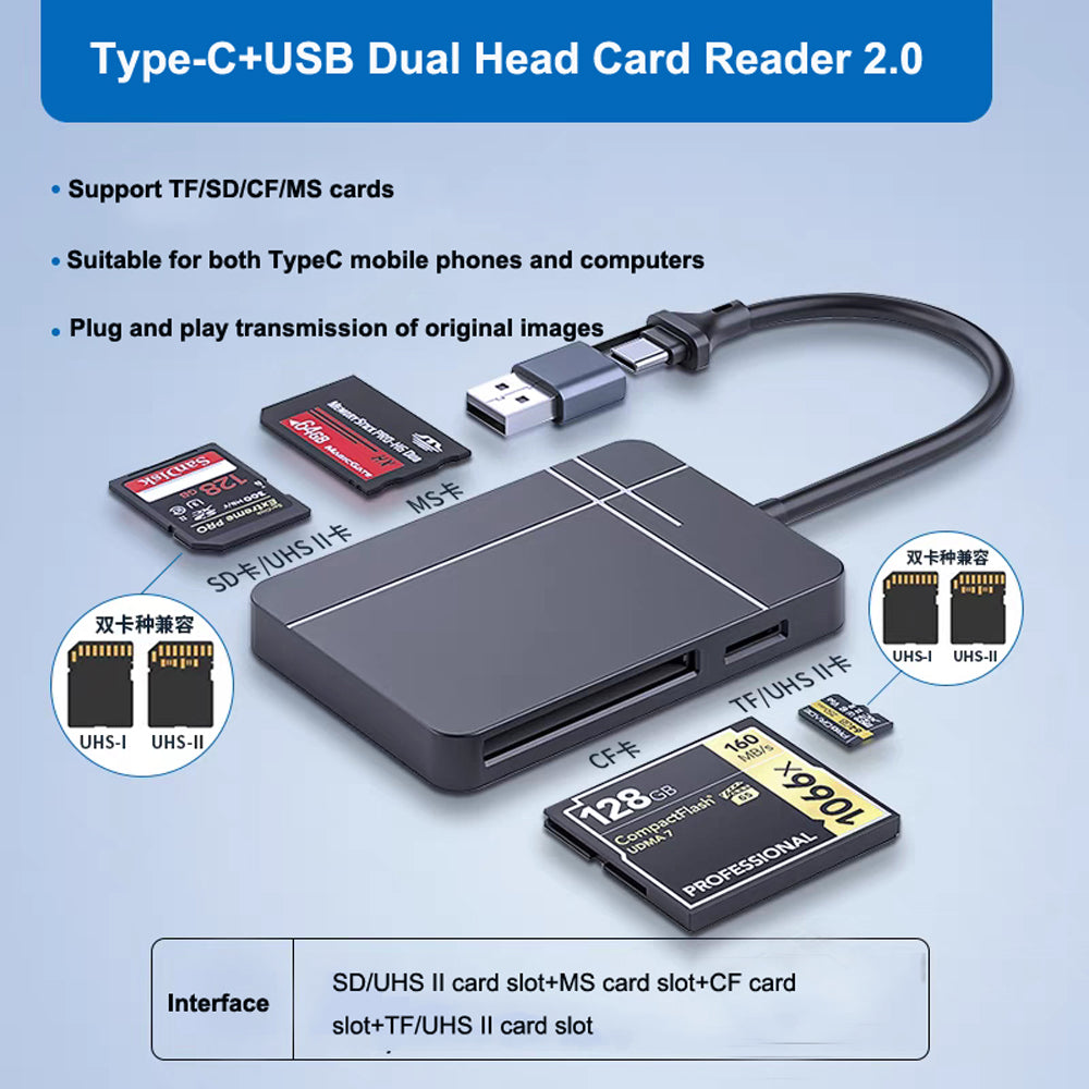 Multi functional Integrated Computer XD Card Reader Suitable for Olympus/iPhone OTG Converter CCD/SD/TF/MS Card