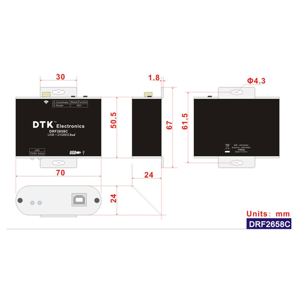 USB To ZigBee Wireless Module 1.6 km Transmission CC2630 Chip 32-Bit Dual-Core