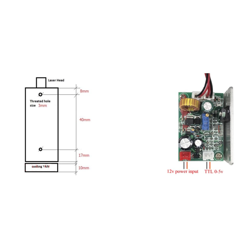 450nm High Power 12V Laser Module Blue Laser Engraving Machine Accessories w/TTL