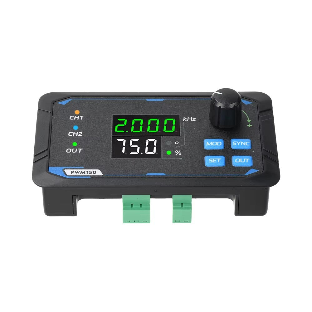 PWM150 Dual Channel Signal Generator, 1Hz‑150KHz Adjustable PWM Pulse Square Wave Generator, LED PWM Frequency & Duty Cycle Controller