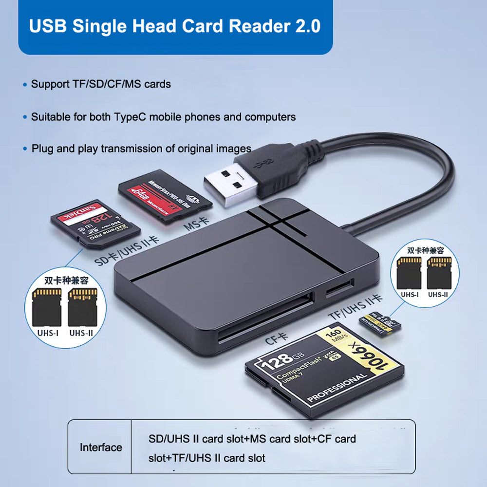 Multi functional Integrated Computer XD Card Reader Suitable for Olympus/iPhone OTG Converter CCD/SD/TF/MS Card