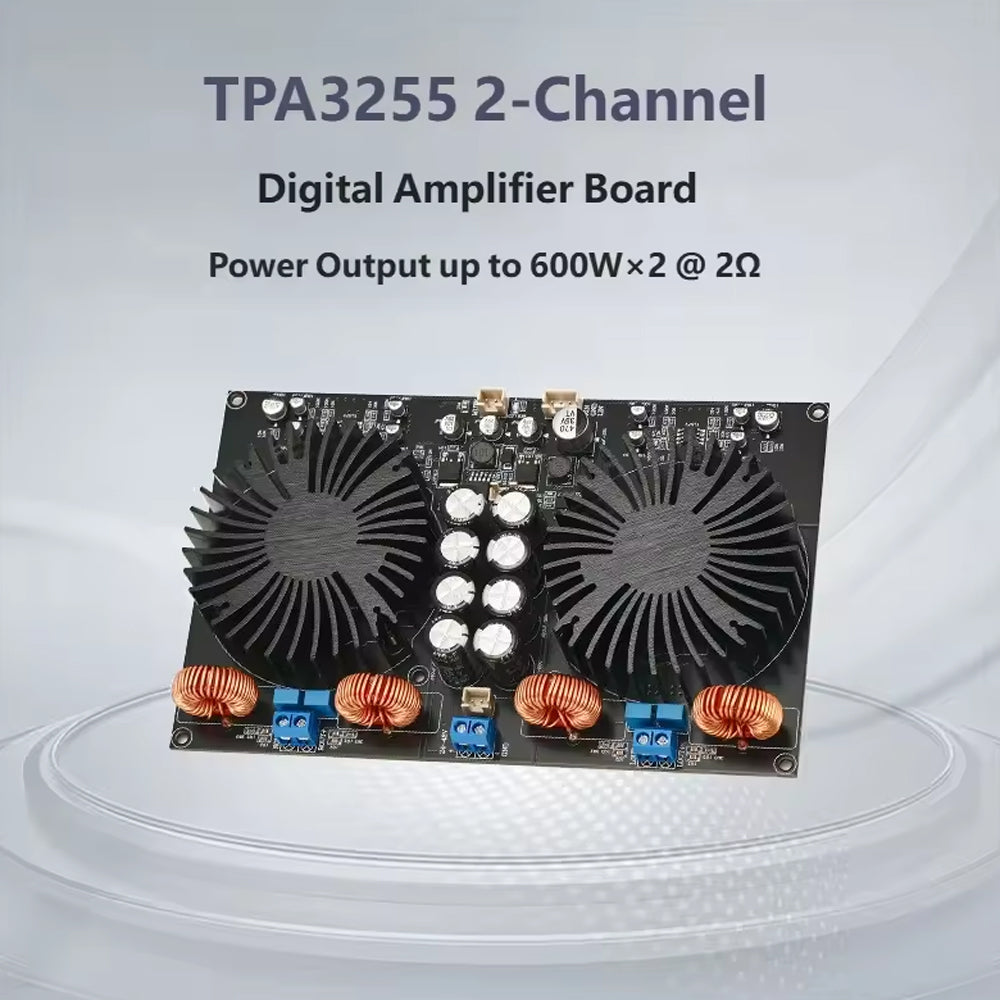 TPA3255 2-Channel Digital Amplifier Board 600W×2 HiFi Class D Power Amp for 2Ω/4Ω/8Ω Speakers DC24-48V