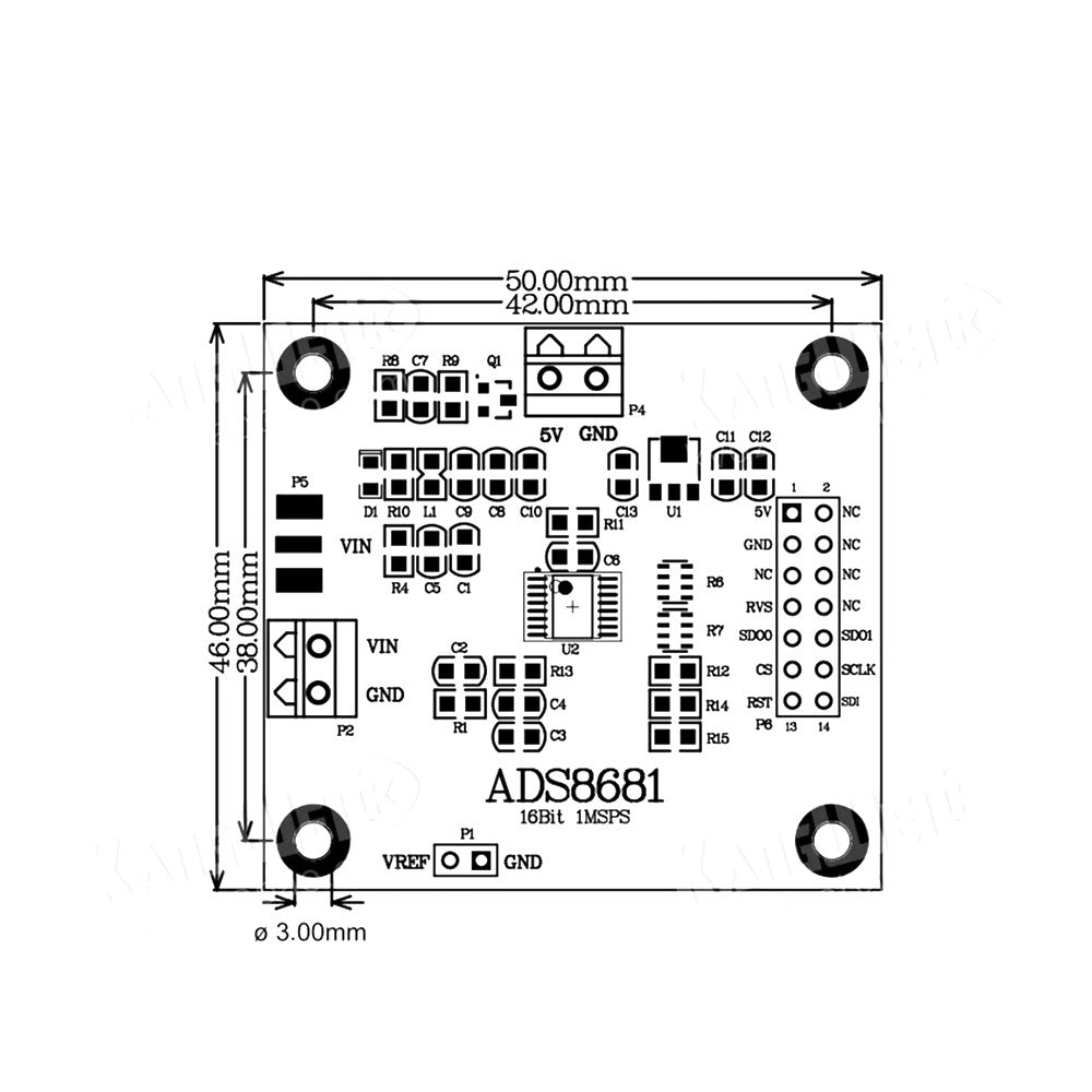 ADS8681 Analog-to-Digital Converter Single Bipolar 16 bit ADC Data Acquisition Module 1MSPS High-speed Sampling
