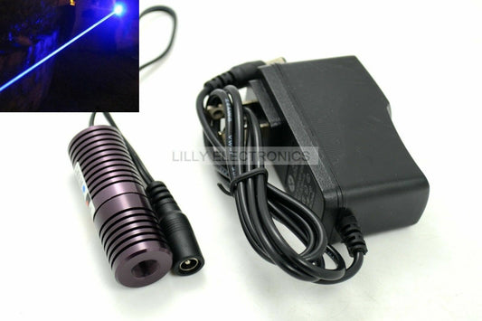 445-450nm 100mw Blue Laser Dot Module Focusable 20x58mm 5V with AC Adapter