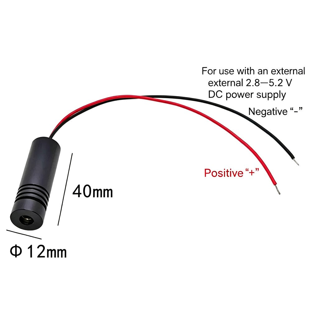 520nm Green Laser Module Φ12×40mm 0.5‑10mW Green Light Positioning Laser for Laser Marking