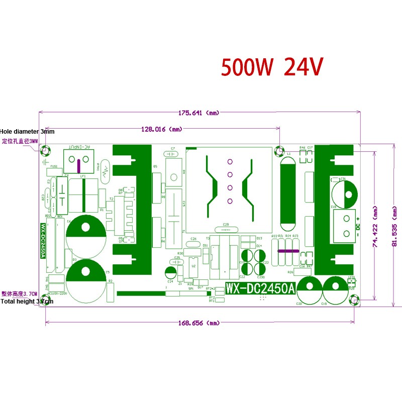 Switching Power Supply Module Board AC110V/220V to DC24V High Power 500W 20A