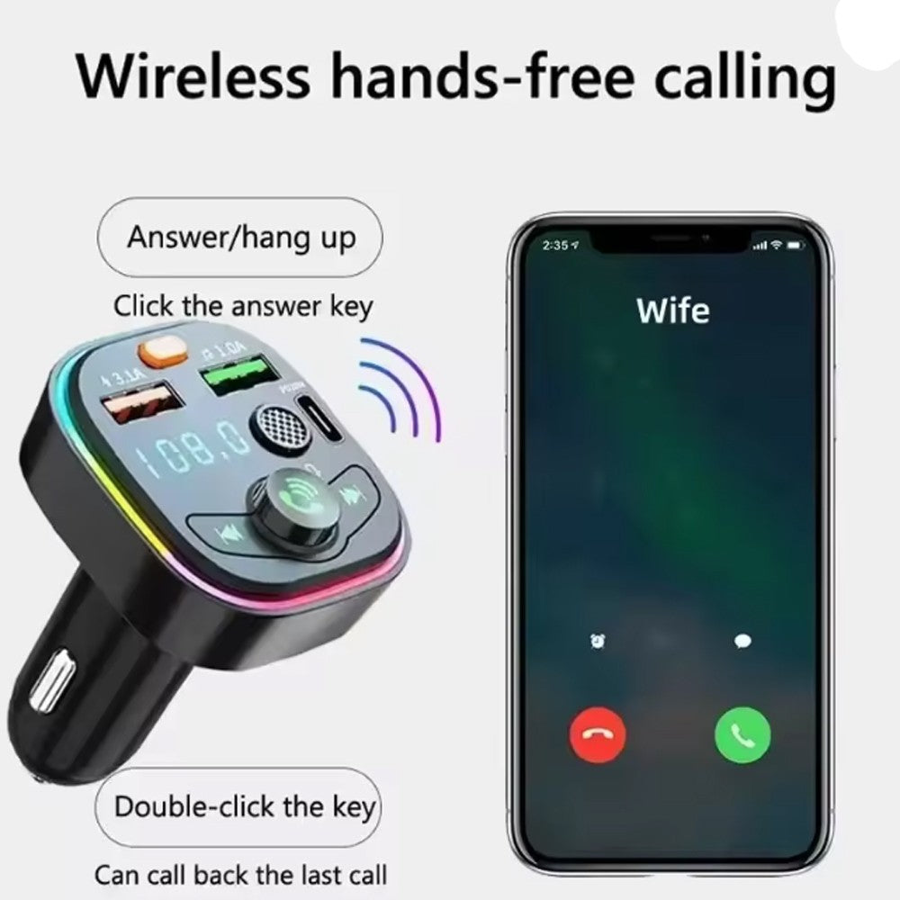 Car Bluetooth Receiver 5.0 Non destructive Multi functional Player with Atmosphere Light Car Supplies Charging Fast Charging