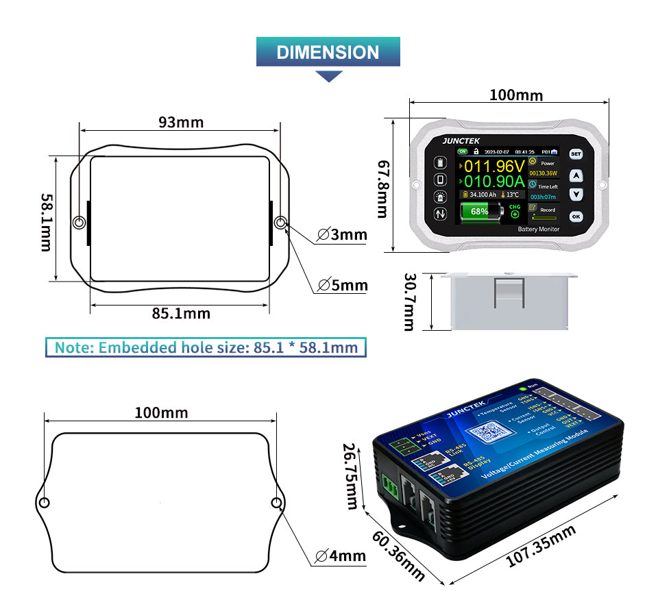 Electric Vehicle Motorhome Coulomb Meter Voltammeter Monitor Battery Manager