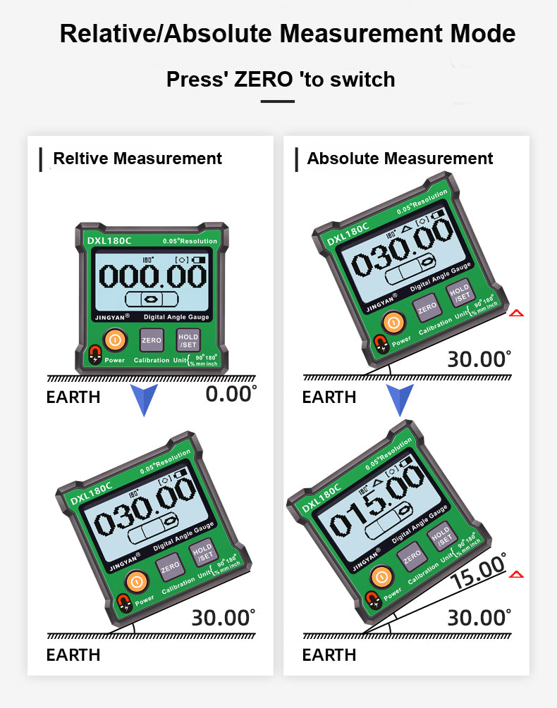 DXL180/DXL180C Dual Axis 0.05° Resolution Meter Digital Angle Inclinometer 180°