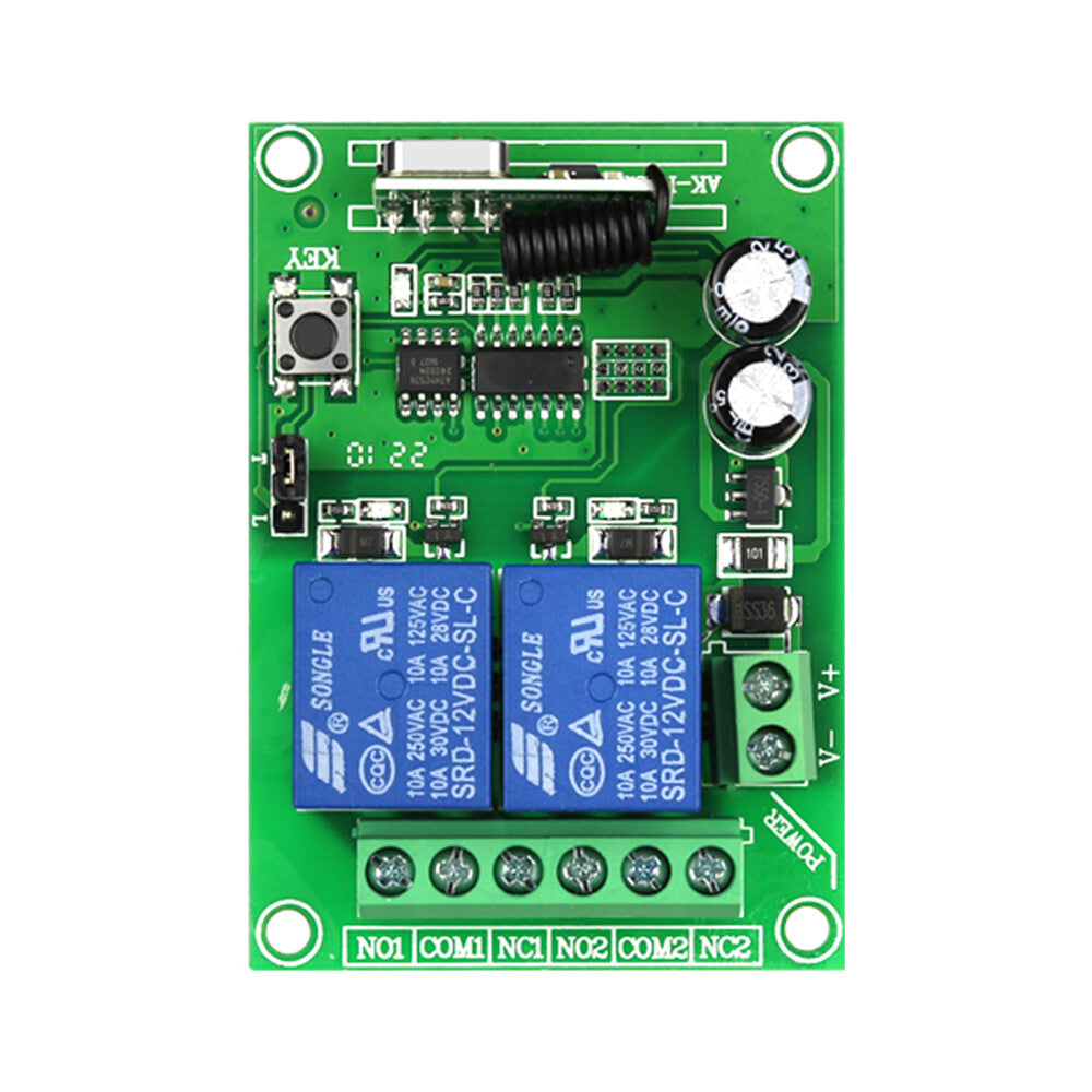 DC12V 2 Channels Learning Universal RF Remote Controller Wireless Relay Receiver