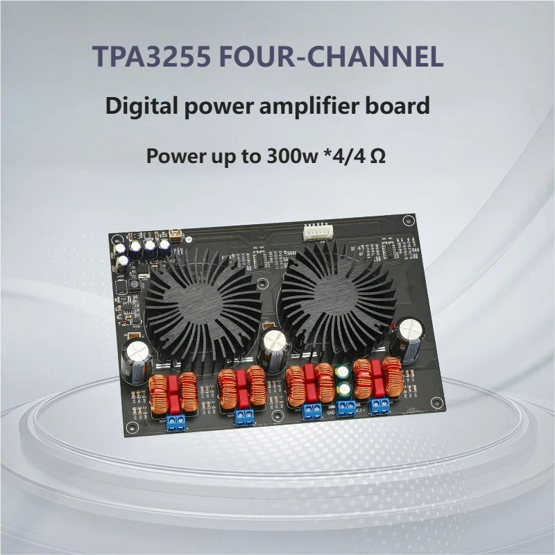 TPA3255 4-Channel Digital Power Amplifier Board 300W×4@4Ω 150W×4@8Ω HiFi Audio Amp DC24V-48V with Full Protection Circuit