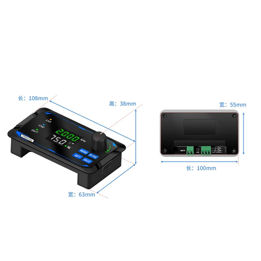 PWM150 Dual Channel Signal Generator, 1Hz‑150KHz Adjustable PWM Pulse Square Wave Generator, LED PWM Frequency & Duty Cycle Controller