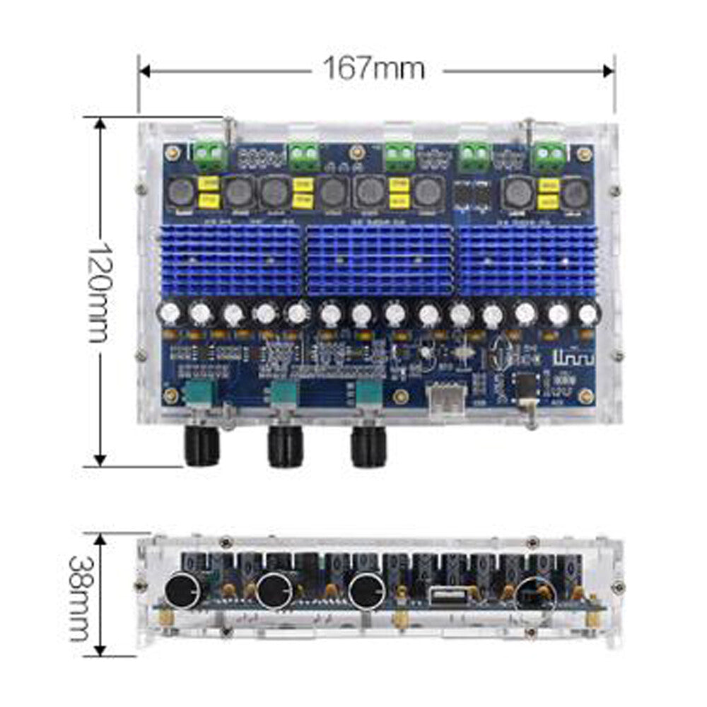2x50W  2x100W Bluetooth Digital Power Amplifier Board 4 Channel Dual Bass Stereo
