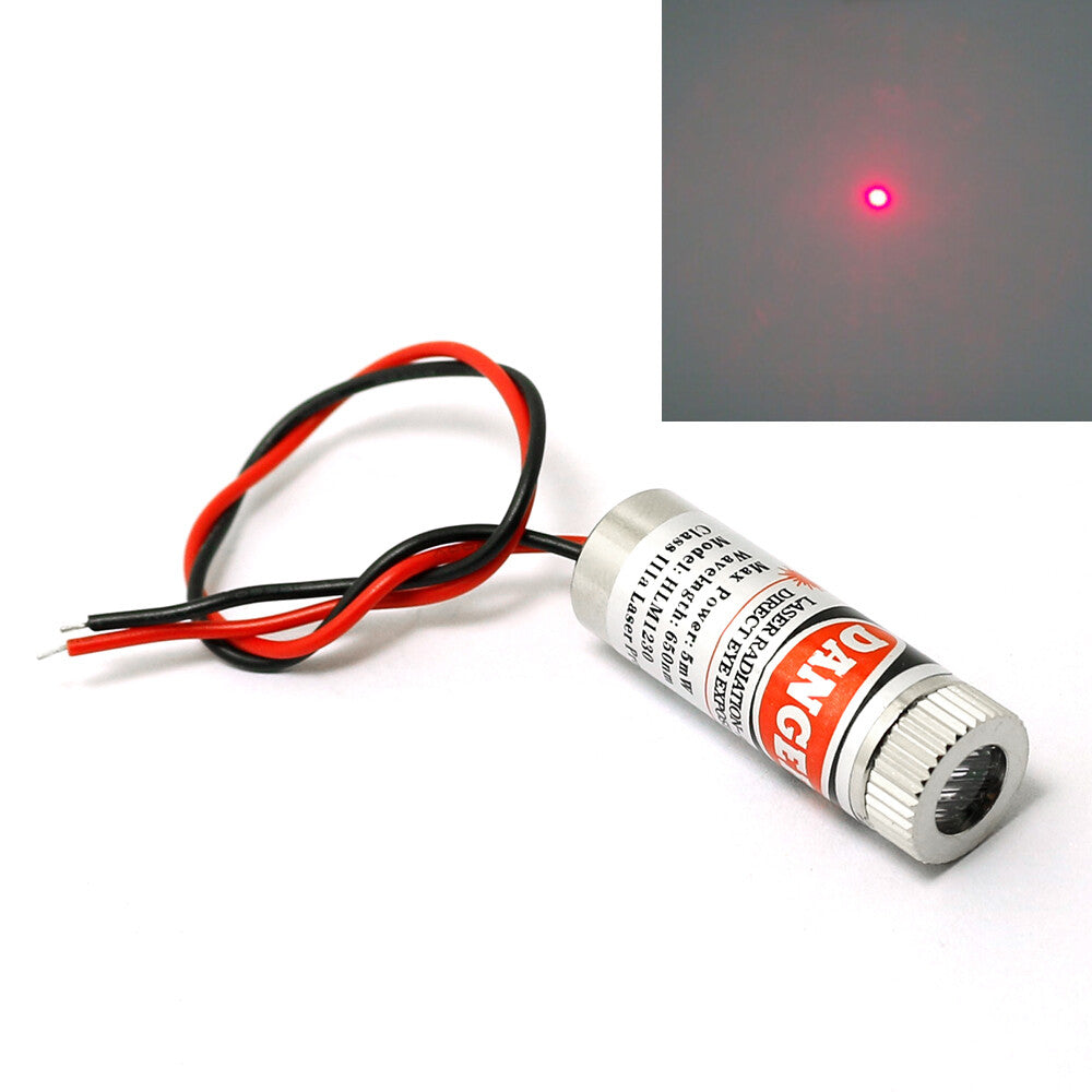 New 650nm 5mW Red Laser Dot Line Cross Diode Module 12x35mm w/ Cap & Driver in