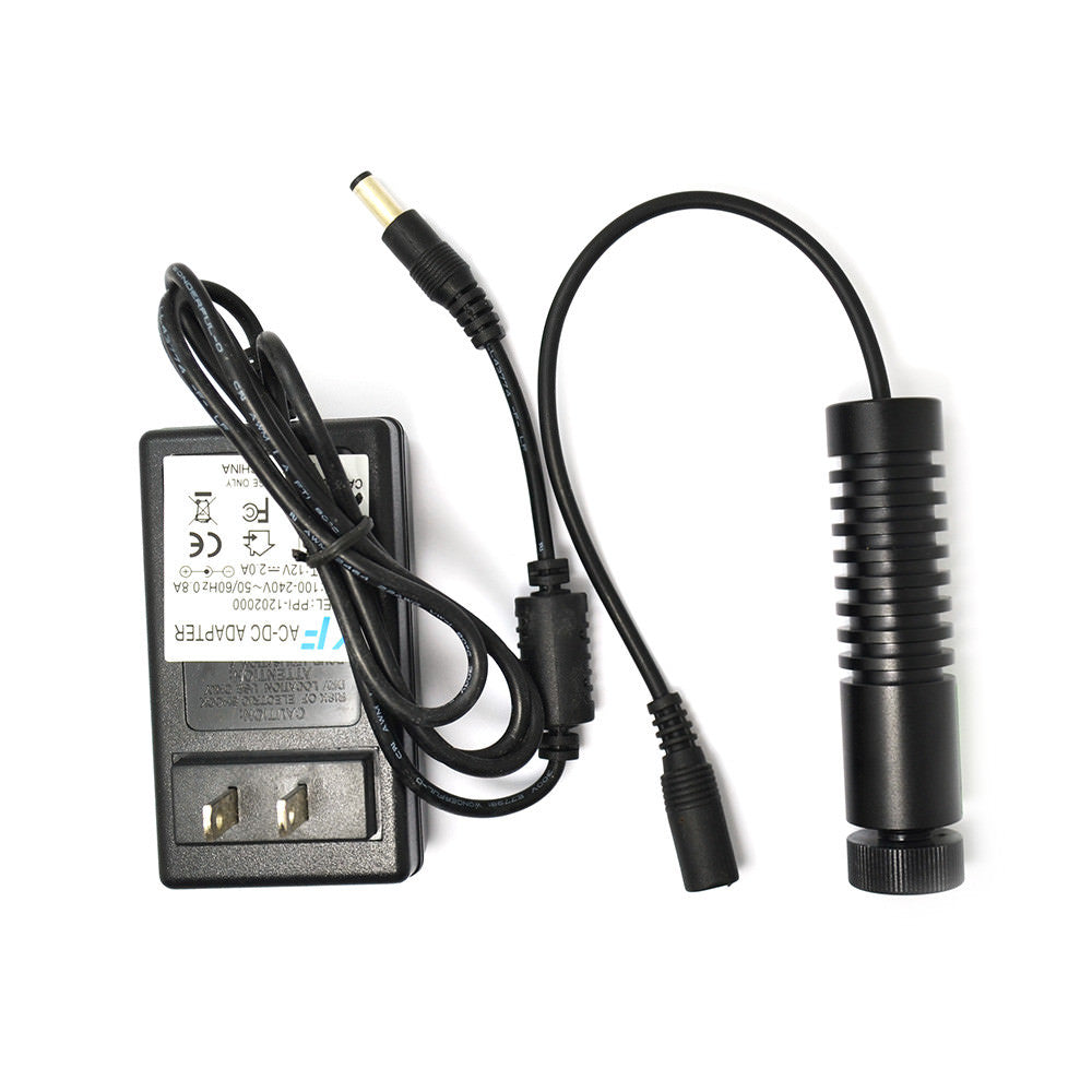 505nm 515nm 50mW Laser Cross Module Grass-green DC 12V 20x90mm with Adapter New