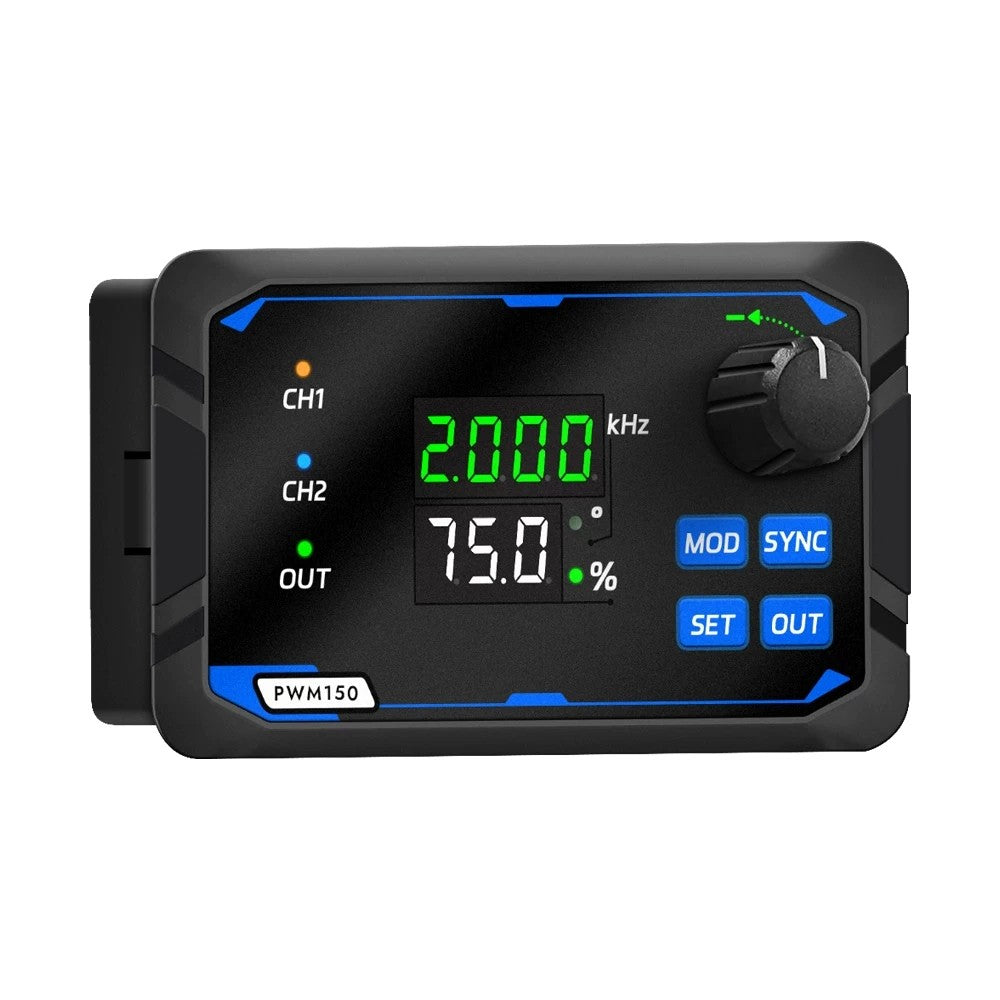 PWM150 Dual Channel Signal Generator, 1Hz‑150KHz Adjustable PWM Pulse Square Wave Generator, LED PWM Frequency & Duty Cycle Controller