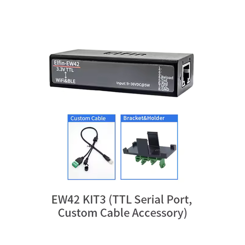 Elfin-EW40 EW41 EW42 Serial Server | RS232/RS485/TTL to Wi-Fi & BLE DTU with Internal Antenna