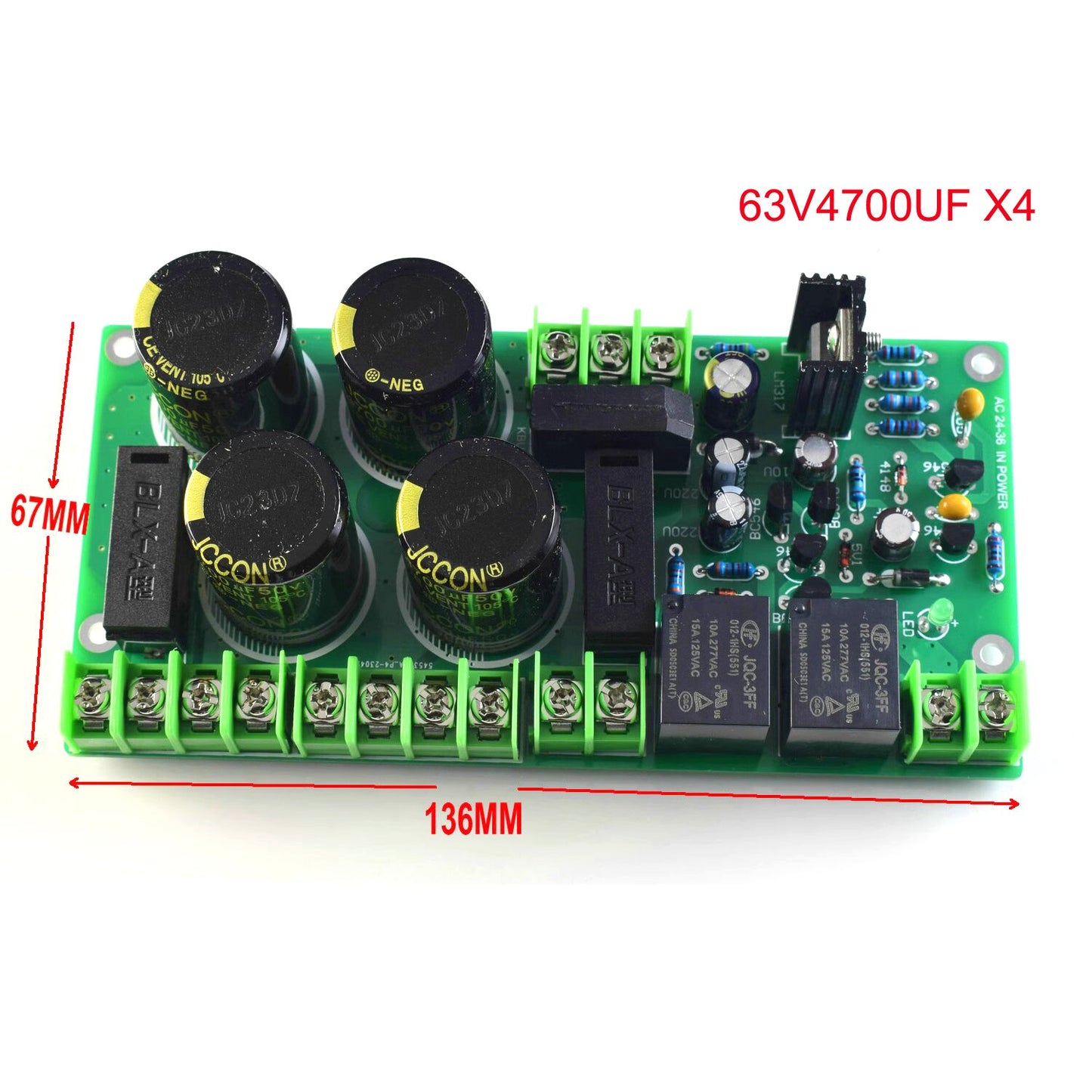 Rectifier Filter Power Board With Speaker Protection With Status Indicator LED
