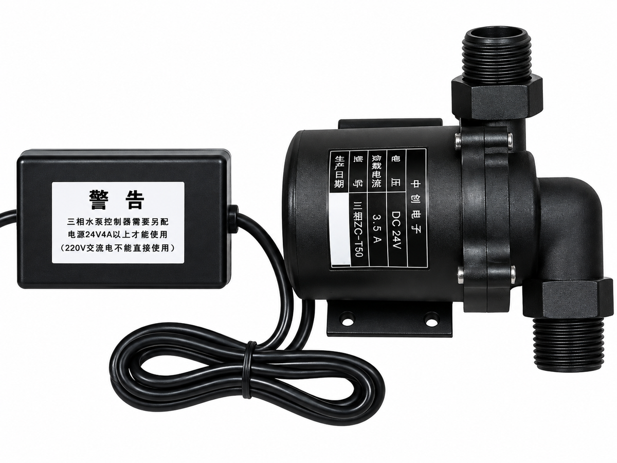 24V DC Brushless High Temperature Circulation Water Pump 1750L/H 13M Head IP68 – ZC-T50