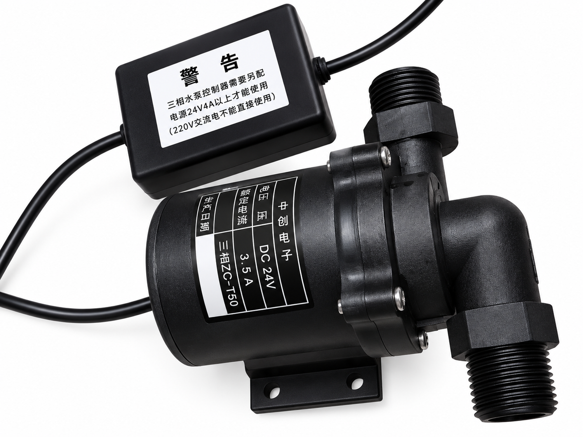 24V DC Brushless High Temperature Circulation Water Pump 1750L/H 13M Head IP68 – ZC-T50